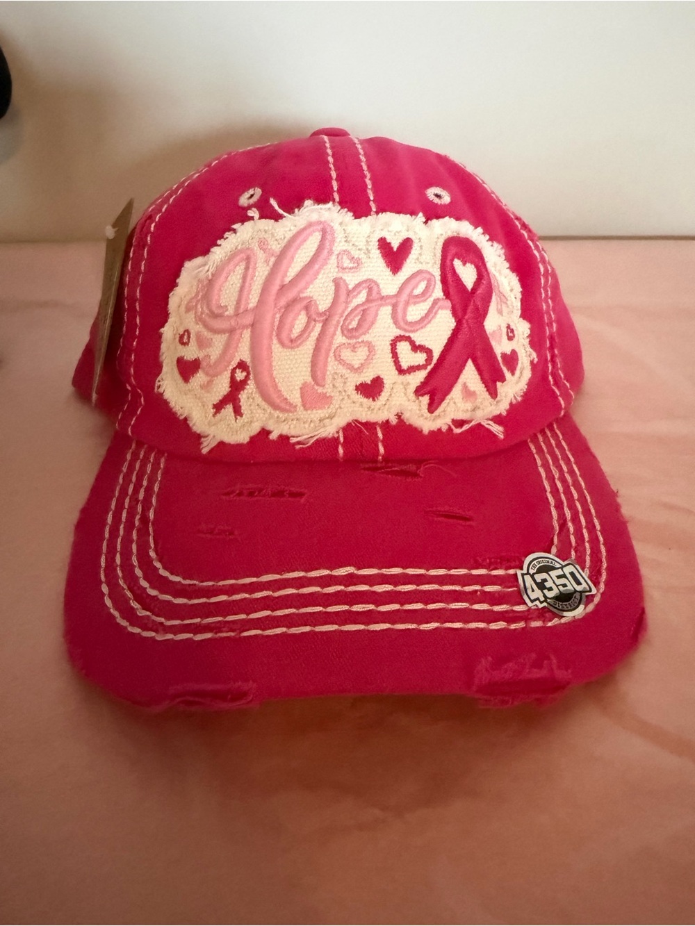Hope Breast Cancer Awareness Distressed Pink Baseball Cap